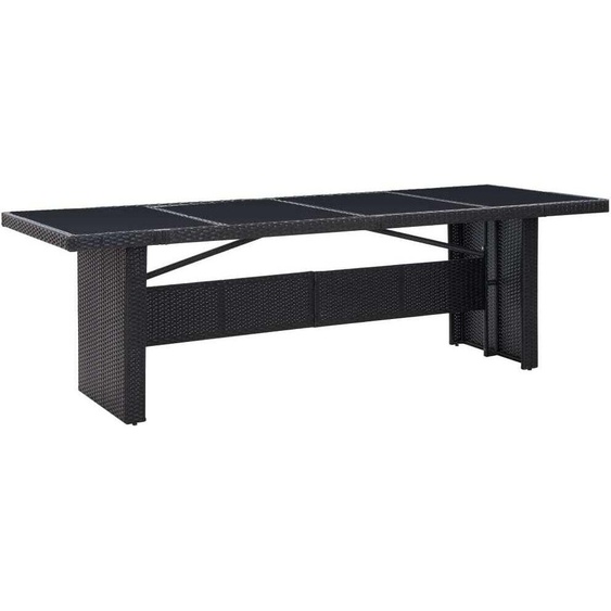 The Living Store Table de jardin noire 240x90x74 cm Poly rotin et verre