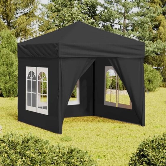 The Living Store Tente de réception pliable avec parois latérales Anthracite 2x2 m