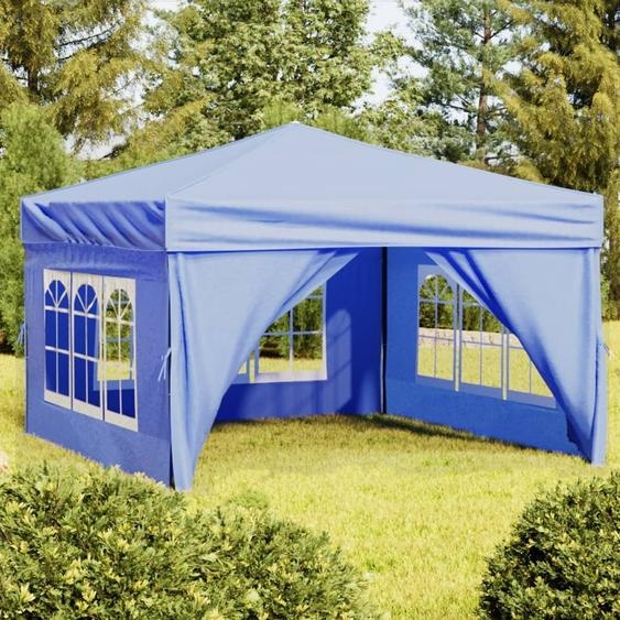The Living Store Tente de réception pliable avec parois latérales bleu 3x3 m