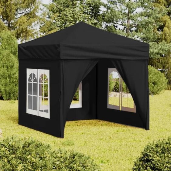 The Living Store Tente de réception pliable avec parois latérales Noir 2x2 m