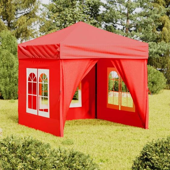 The Living Store Tente de réception pliable avec parois latérales rouge 2x2 m