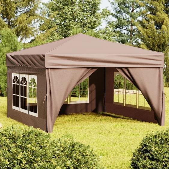 The Living Store Tente de réception pliable avec parois latérales Taupe 3x3 m