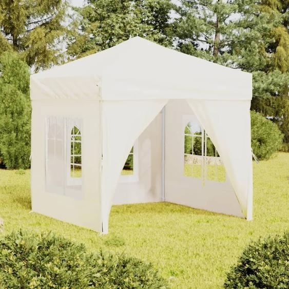 The Living Store Tente de réception pliante avec parois latérales Crème 2x2 m