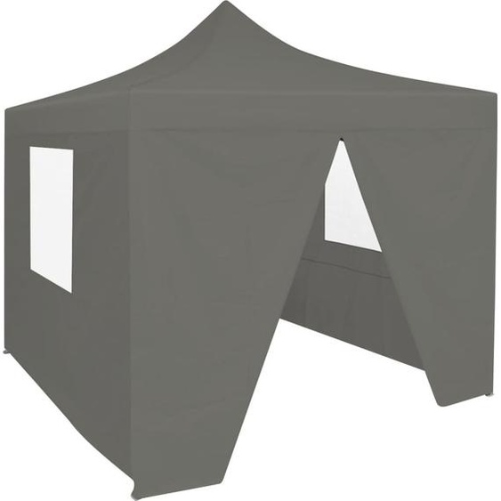 The Living Store Tente de réception pliante Pop-Up avec 4 parois latérales 3 x 3 m Anthracite
