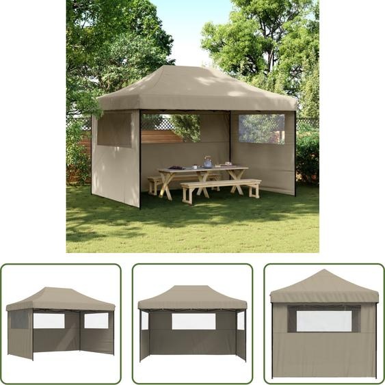 The Living Store Tente de réception Pop-Up pliante avec 3 panneaux latéraux Taupe