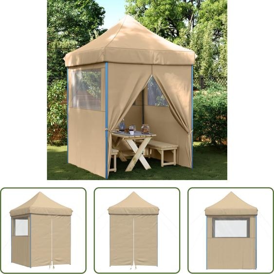 The Living Store Tente de réception Pop-Up pliante avec 4 panneaux latéraux Beige