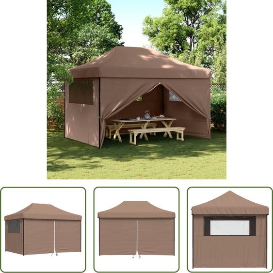 The Living Store Tente de réception Pop-Up pliante avec 4 panneaux latéraux Marron