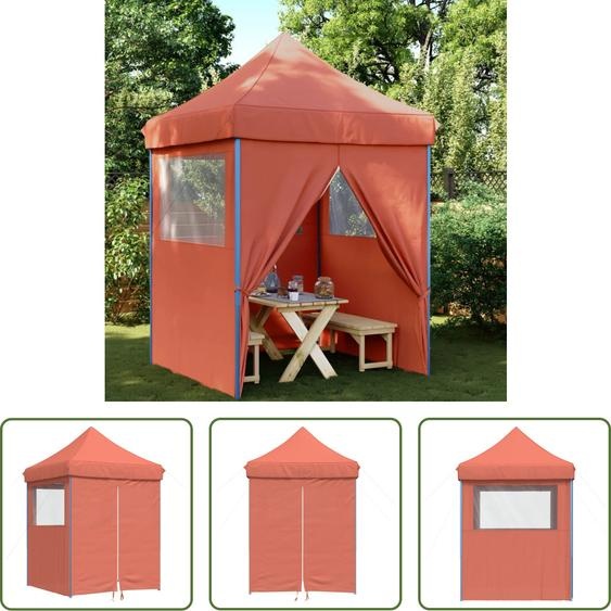 The Living Store Tente de réception Pop-Up pliante avec 4 panneaux latéraux rouge terracotta