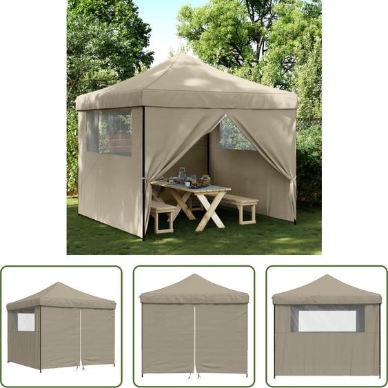 The Living Store Tente de réception Pop-Up pliante avec 4 panneaux latéraux Taupe