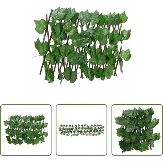 The Living Store Treillis avec feuilles de vigne artificielles extensible vert 180x20 cm
