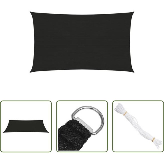 The Living Store Voile dombrage 160 g/m² Noir 5x8 m HDPE
