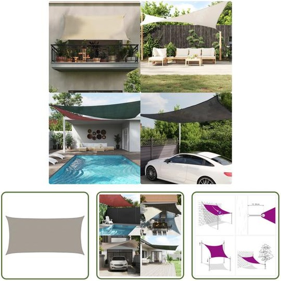 The Living Store – Voile dombrage 160 g/m², rectangulaire, gris clair, 4 x 7 m, HDPE