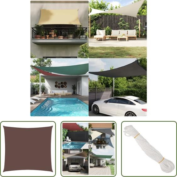 The Living Store Voile dombrage Oxford Tissu Carré 6x6 m Marron