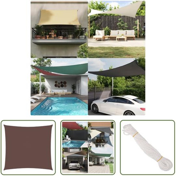 The Living Store Voile dombrage Oxford Tissu Carré 7x7 m Marron