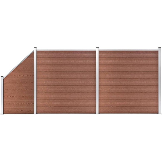 The Living Store WPC Clôture Set 2 Carrés + 1 Pente 446x186 cm Marron