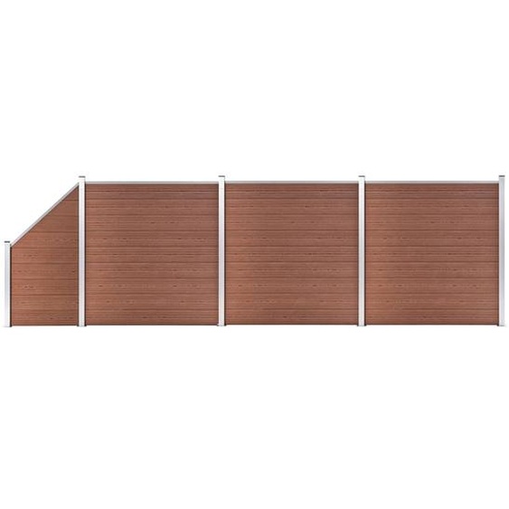 The Living Store WPC Clôture Set 3 Carrés + 1 Pente 619x186 cm Marron
