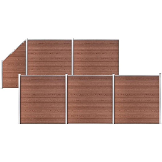 The Living Store WPC Clôture Set 5 Carrés + 1 Pente 965x186 cm Marron