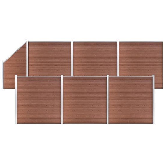 The Living Store WPC Clôture Set 6 Carrés + 1 Pente 1138x186 cm Marron