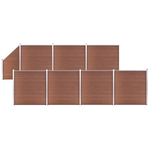 The Living Store WPC Clôture Set 7 Carrés + 1 Pente 1311x186 cm Marron