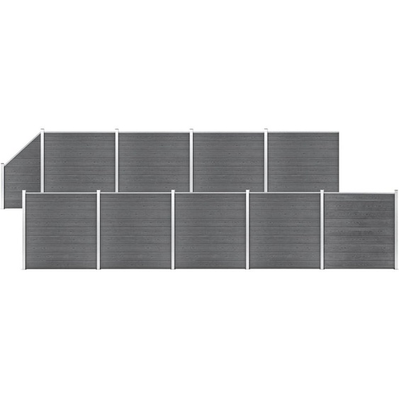 The Living Store WPC Clôture Set 9 Carrés + 1 Pente 1657x186 cm Gris
