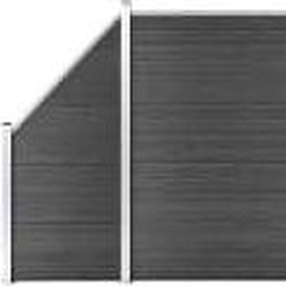The Living Store Zaunelement Set WPC 1657x(105-186) cm Schwarz