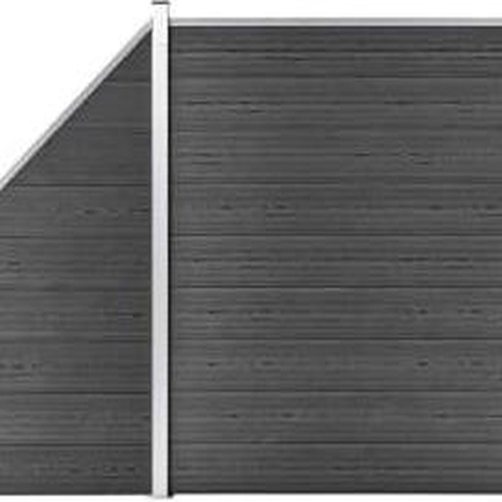 The Living Store Zaunelement Set WPC 792x(105-186)cm Schwarz