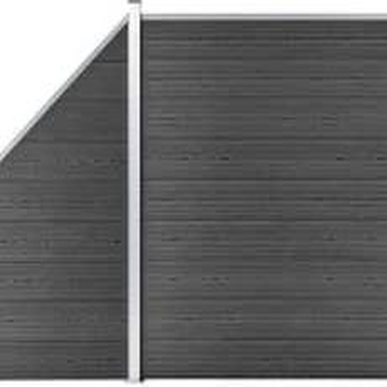 The Living Store Zaunelement Set WPC 965x(105-186) cm Schwarz