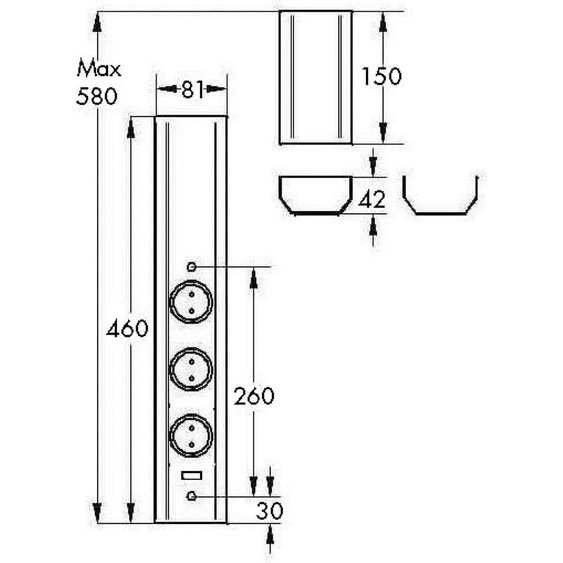Thebo Mira Wand petit, noir mat 7053245
