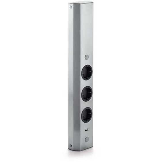 THEBO WASA XS élément de prise murale, 3x + 1-USB, acier inoxydable