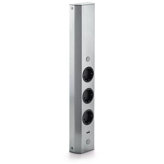THEBO WASA XS élément de prise murale, 3x + 1-USB, acier inoxydable