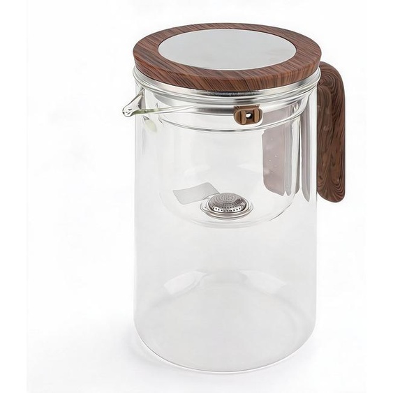 Théière en verre avec infuseur, 800 ml, avec poignée en bois, pour le thé en feuilles