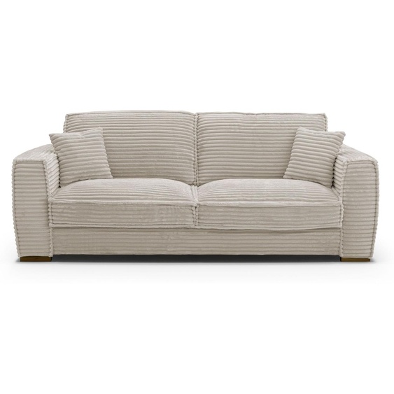 THEOULE - Canapé convertible 4 places - Velours Côtelé, Beige