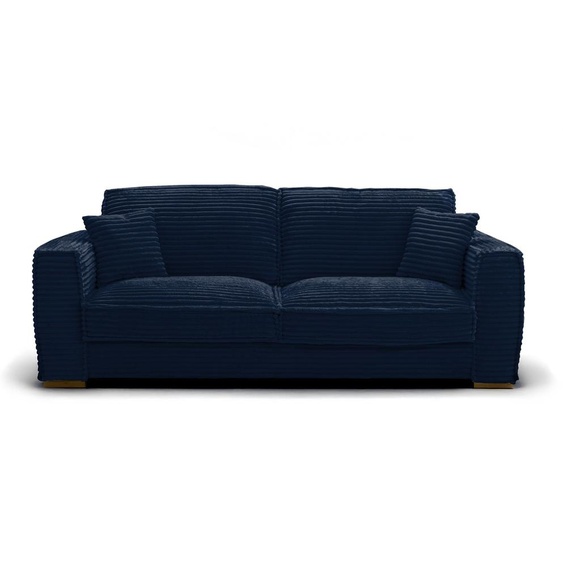 THEOULE - Canapé convertible 4 places - Velours Côtelé, Bleu marine