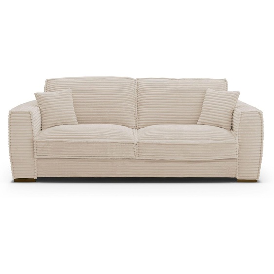 THEOULE - Canapé convertible 4 places - Velours Côtelé, Ecru