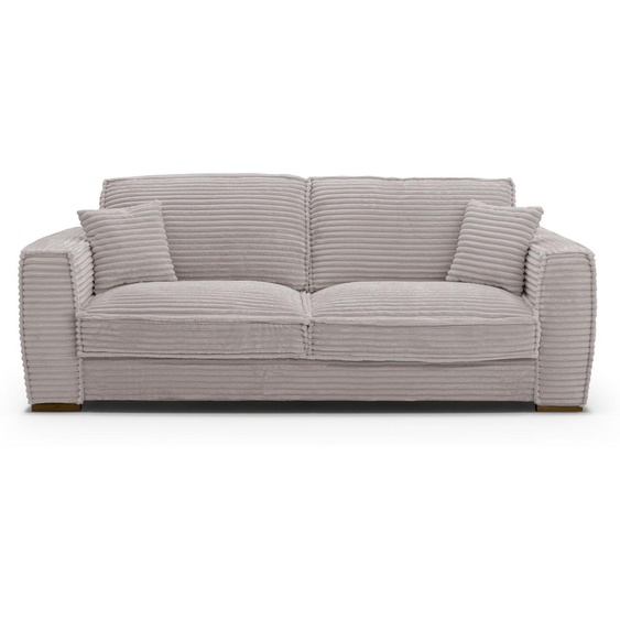 THEOULE - Canapé convertible 4 places - Velours Côtelé, Gris clair