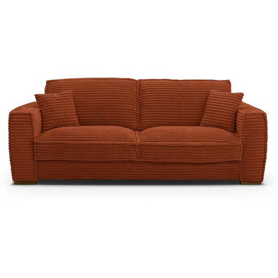 THEOULE - Canapé convertible 4 places - Velours Côtelé, Rouille
