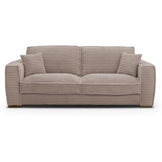 THEOULE - Canapé convertible 4 places - Velours Côtelé, Taupe clair