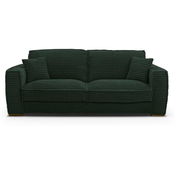 THEOULE - Canapé convertible 4 places - Velours Côtelé, Vert sapin