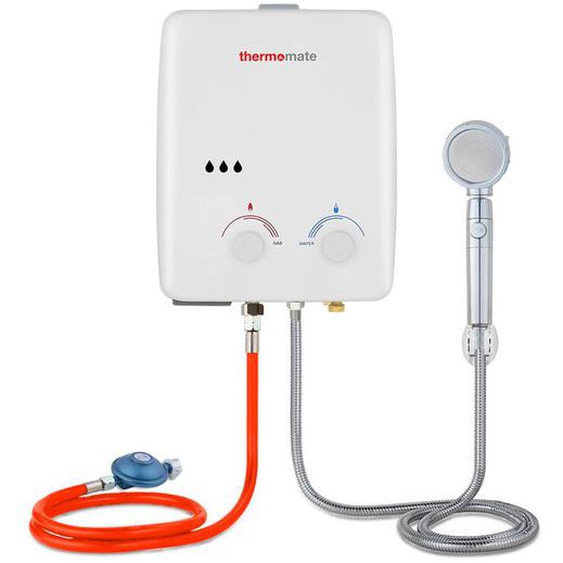 Thermomate - Chauffe-eau instantané AZ132-DE à gaz sans réservoir, chauffe-eau portable instantané, 10 kW, 50 mbar pour camping[Classe énergétique a+]