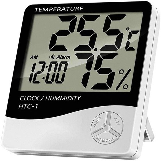 Thermomètres numériques avec hygromètre, fonction réveil, couleur blanche, plage de température de 0 à 50 °C