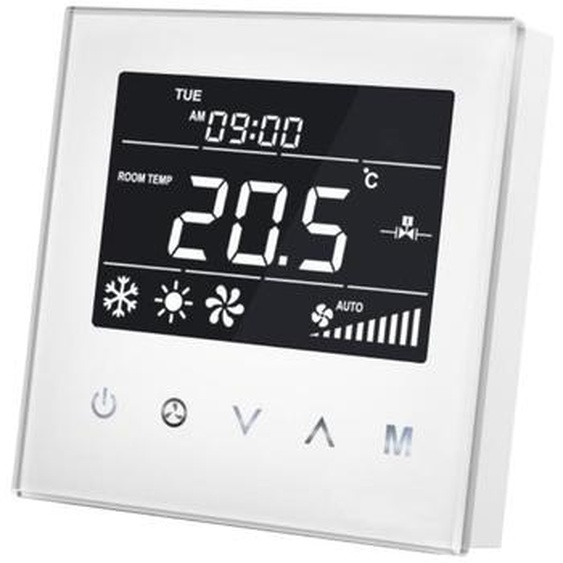 Thermostat à ventilo-convecteur pour 2 tuyaux, Z-Wave, capacitif, panneau de verre