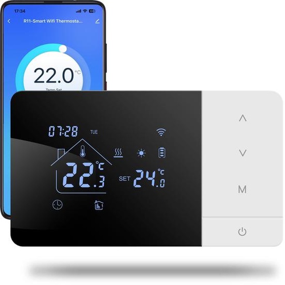Thermostat connecté à double fil, programmable quotidiennement