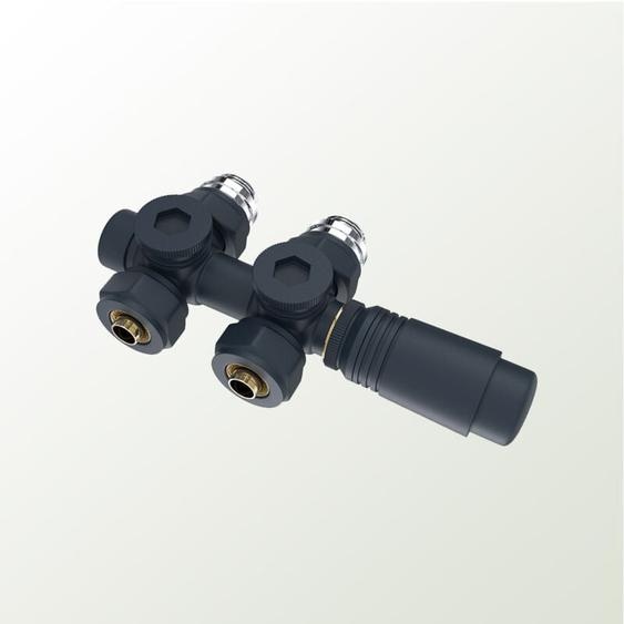 Thermostat de radiateur Set multibloc pour radiateur Robinetterie de raccordement pour radiateur de salle de bain, Anthracite (1 pc) - Safielina