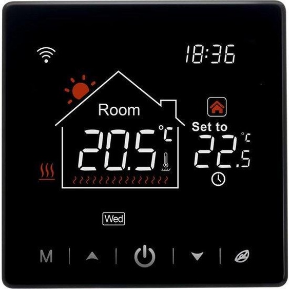 Thermostat intelligent - Thermostat à écran tactile pour le chauffage - Wi-Fi - Compatible avec les téléphones portables