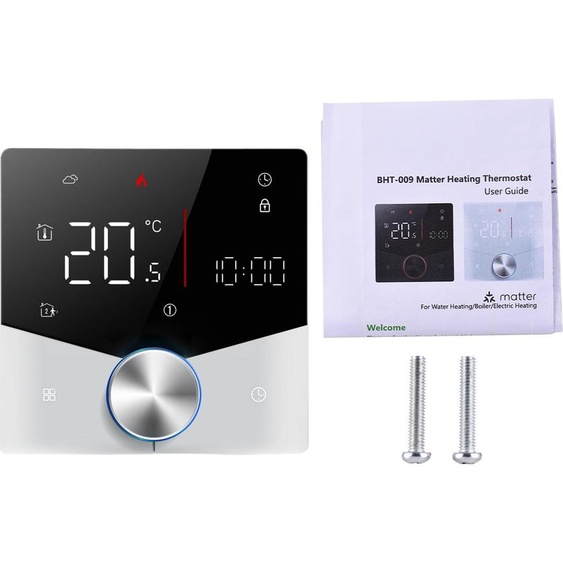 Thermostat Matter sans fil pour la production deau chaude sanitaire dans la maison avecvia application et assistant vocal, écran tactile LED numérique coloré, réglable