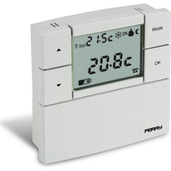 Thermostat Numérique 3v Série zefiro 84x84mm Blanc Perry