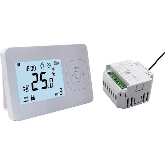 Thermostat programmable sans fil - Blanc - Puissance 1200W, design compact
