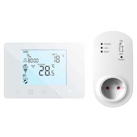 Thermostat sans fil hebdomadaire Auraton Orion 230 V, kit WiFi, avec récepteur à brancher (prise commandée)