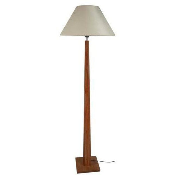 THOR-Lampadaire droit bois  naturel Abat-jour: empire tissu beige 1 ampoule E27 inspiration nordique P50xD50xH156cm