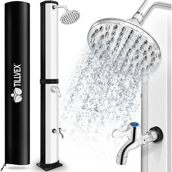 tillvex douche solaire 35L noir/argent avec capot de protection douche de jardin douche de piscine camping piscine solaire extérieure douche à effet pluie